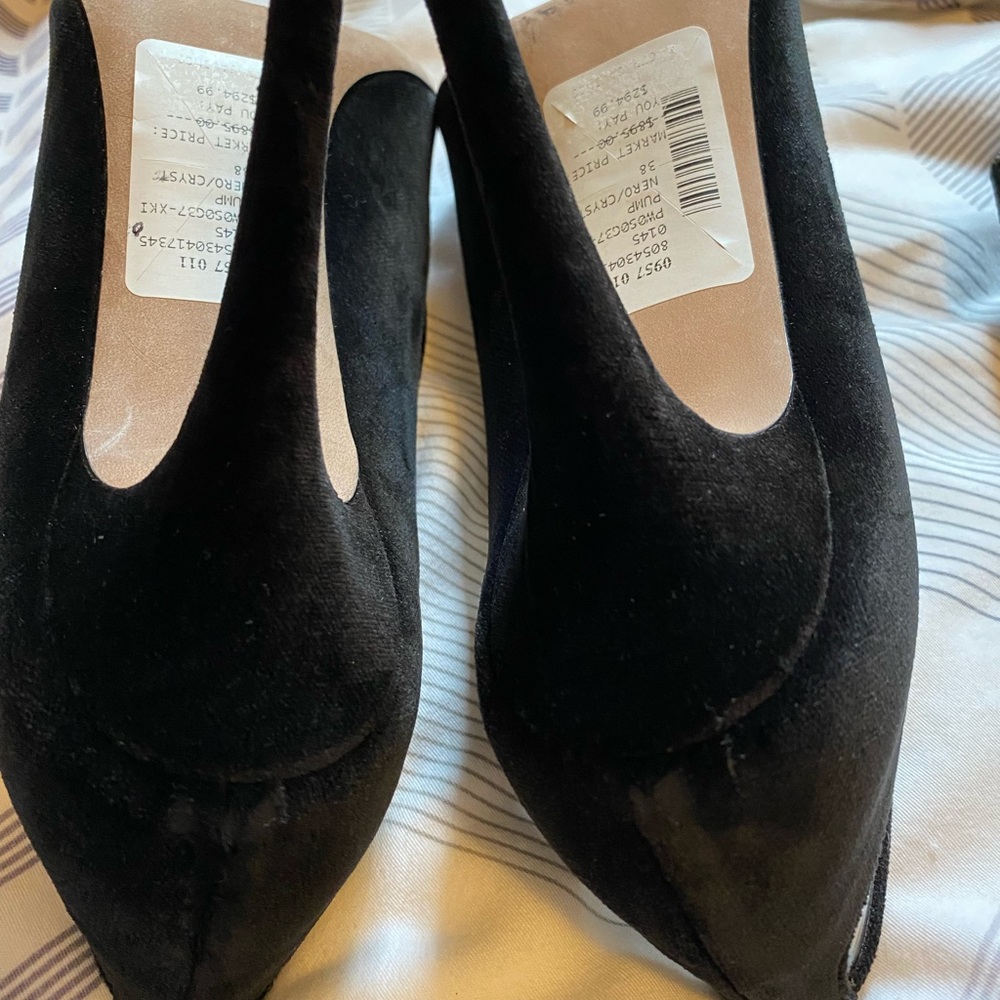 Valentino Garavani Black Velvet Pumps With PVC Trim. - Picture 9 of 9